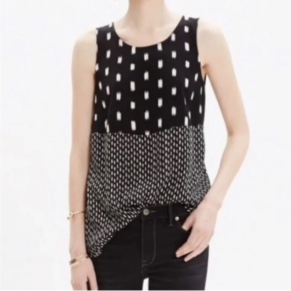 Madewell  Black/ White IKAT Print Tunic SZ M  Office Boho Hipster Classy - Picture 1 of 15